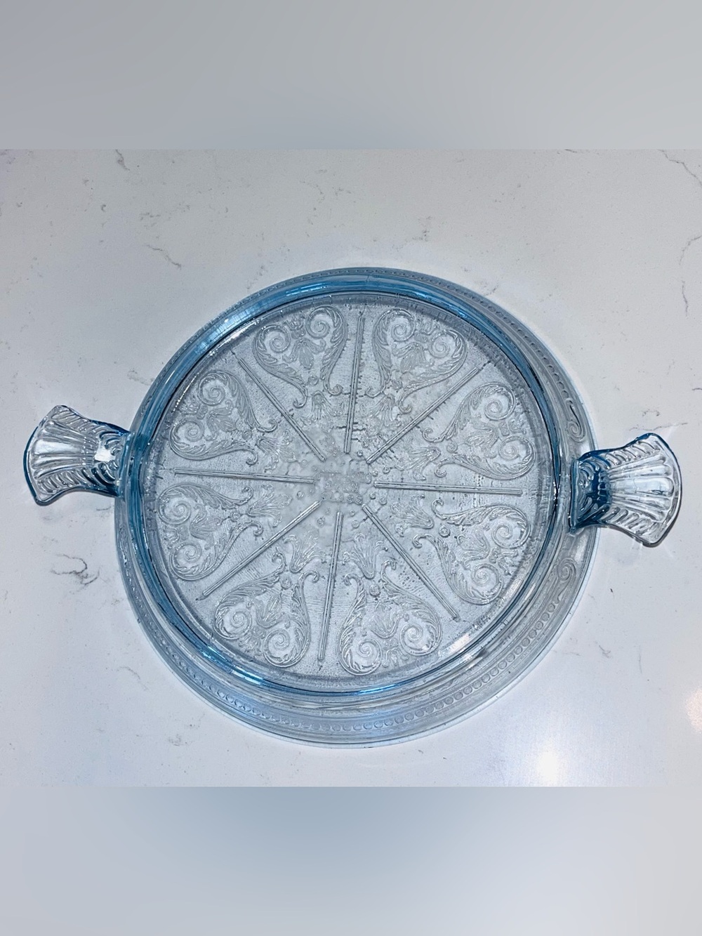 VTG 1930’s Fire King Glass Trivet W/ Handles Philbe Pat. Table Server Oven Safe